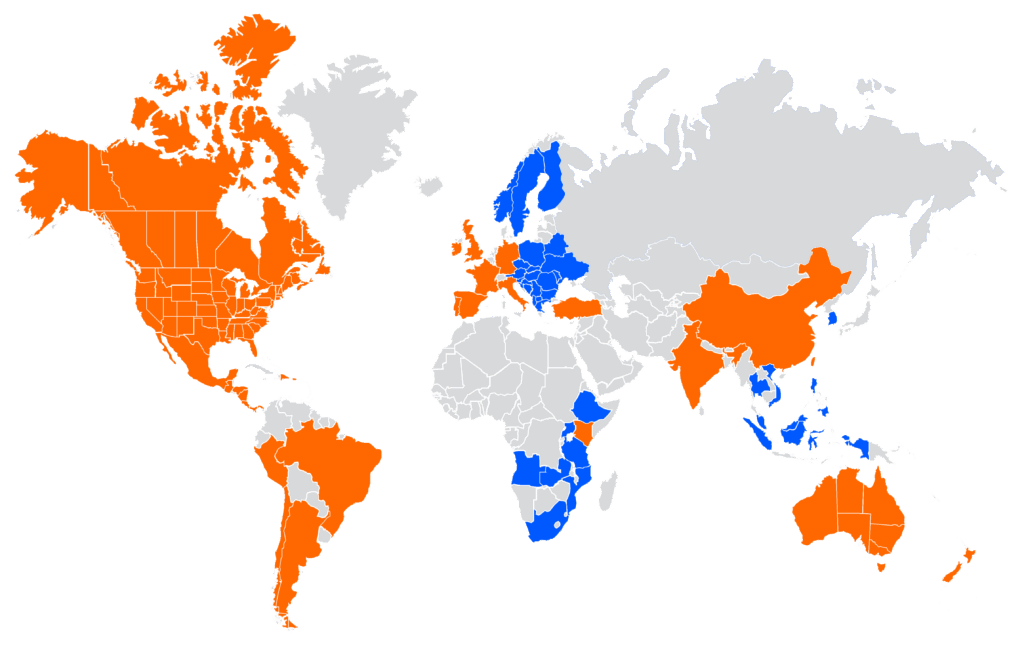 Rabobank presence outline on World map